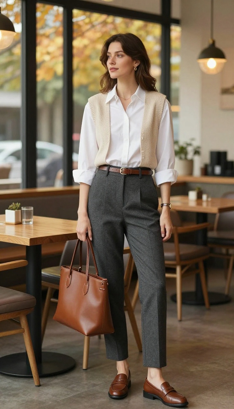 9. Vest Layering with Tailored Trousers