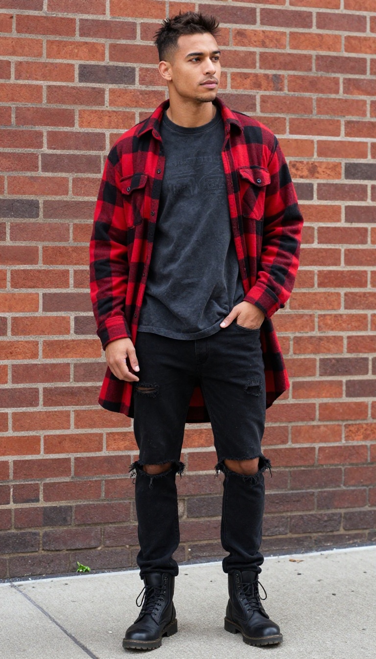 2. The Grunge Flannel Over Band Tee