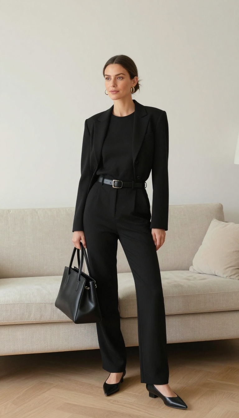 7. Black Jumpsuit with a Belt