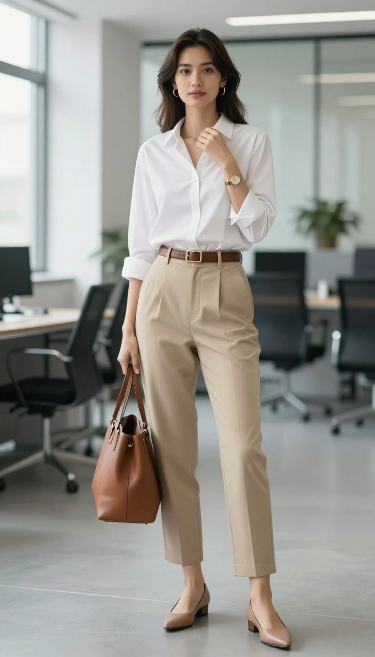 3. The White Button-Down and Tailored Trousers