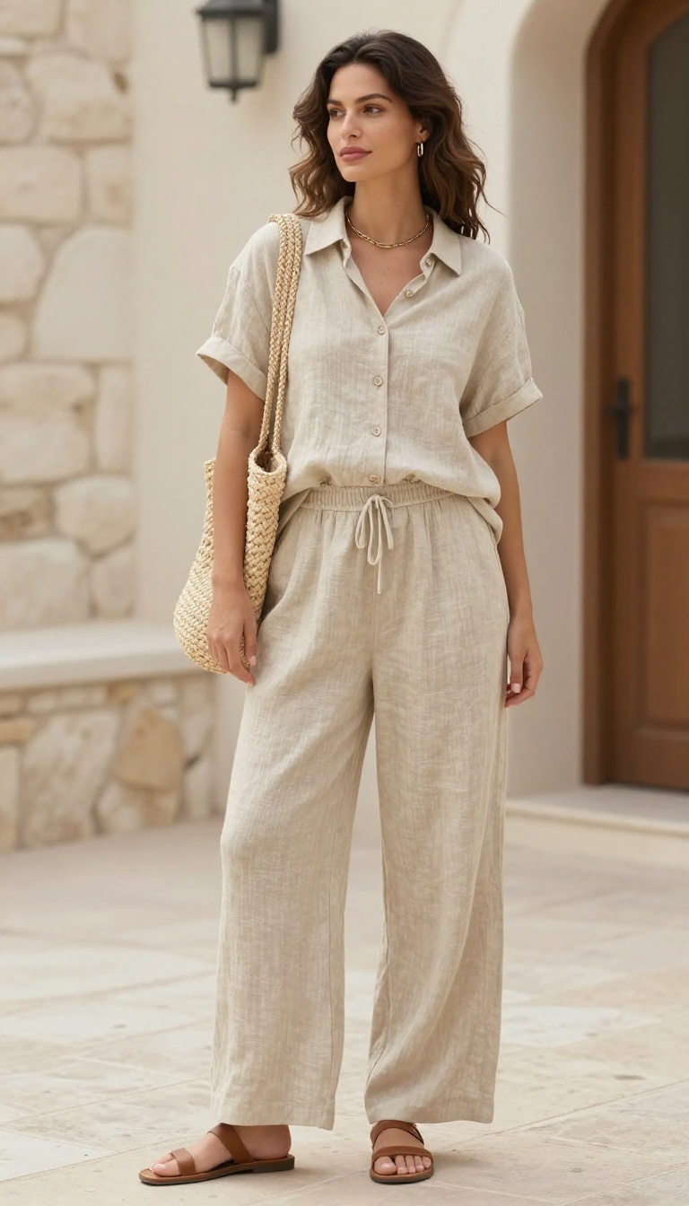 8. The Linen Set and Sandals