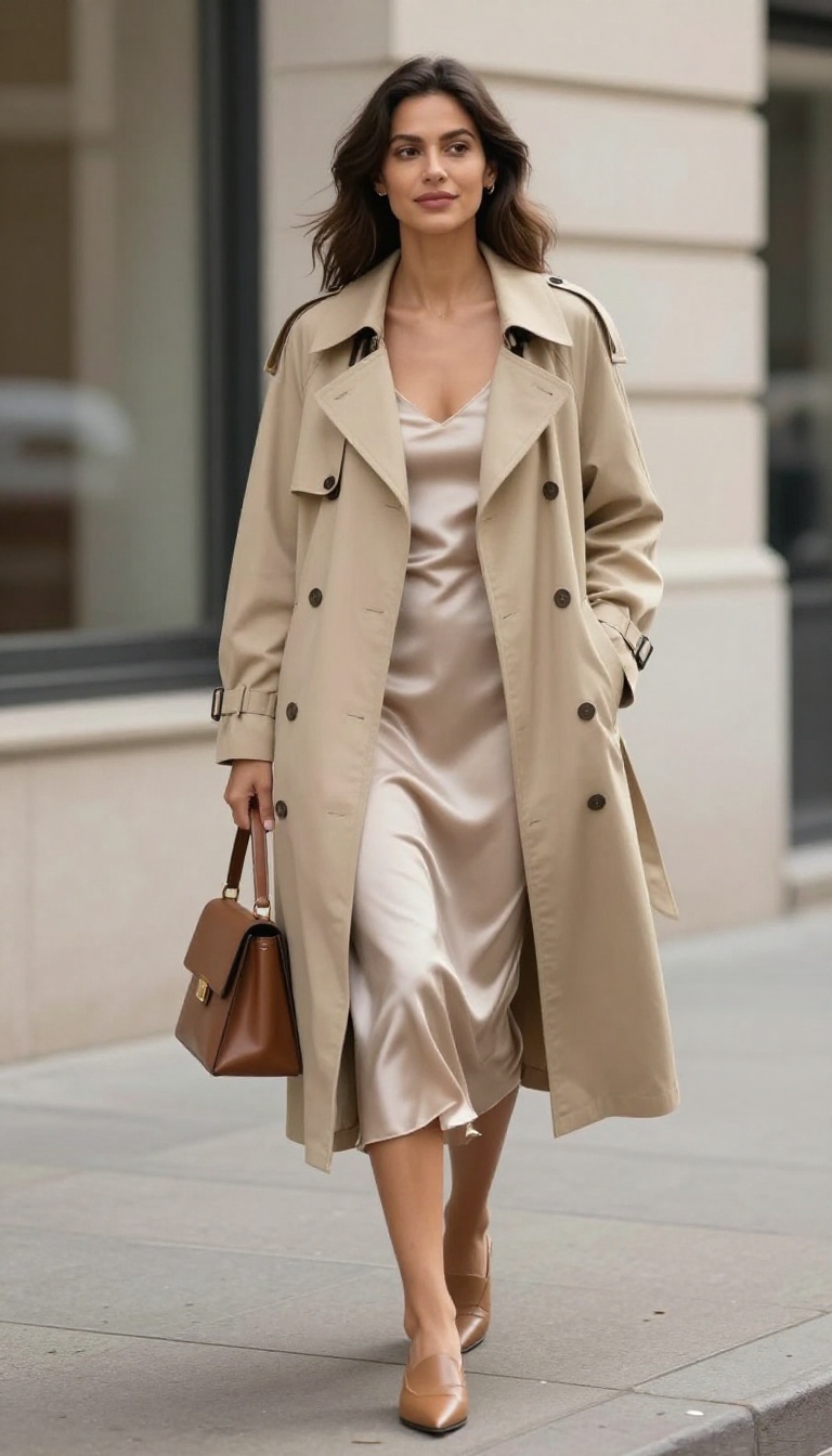 5. The Trench Coat and Slip Dress