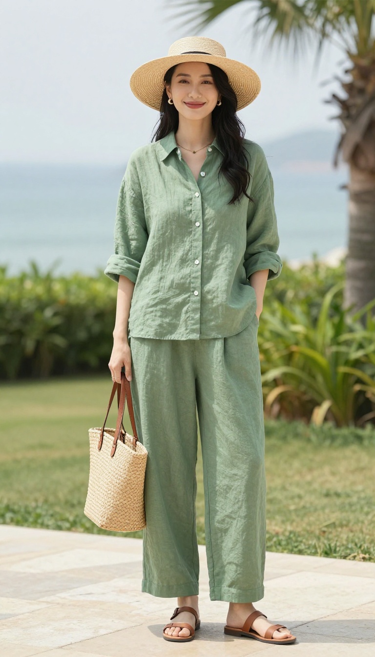 15. The Linen Set and Straw Hat
