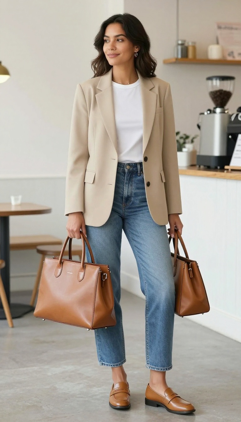 15. The Structured Handbag and Simple Jeans