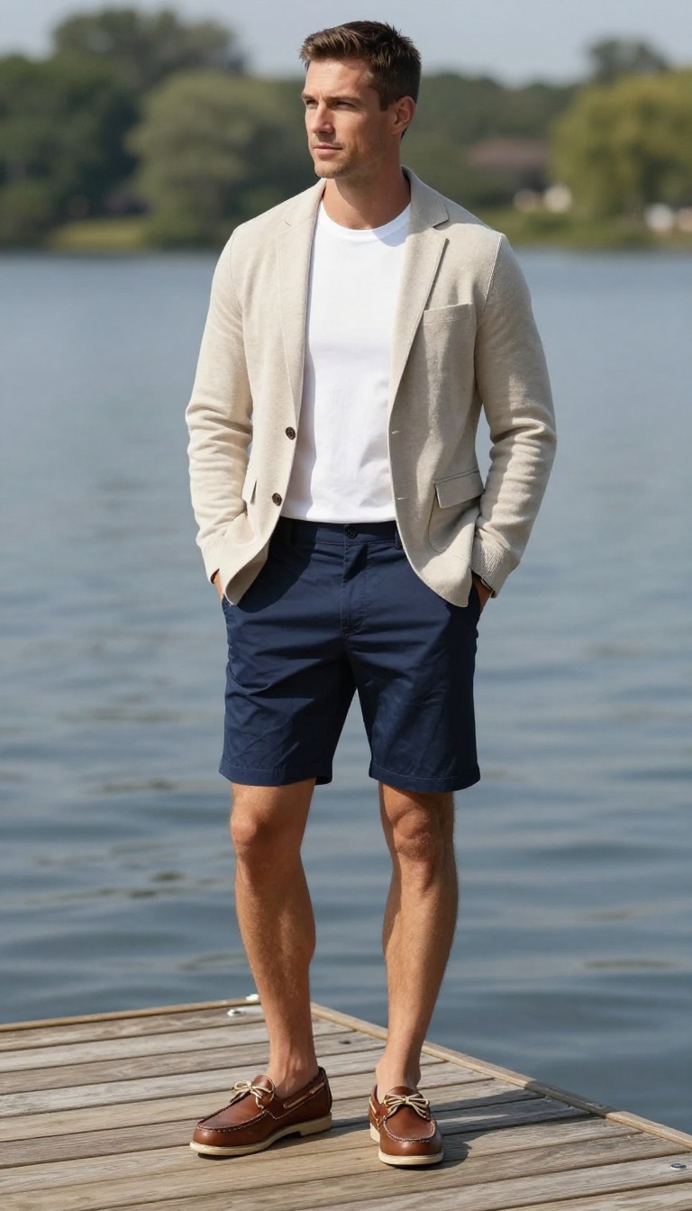 8. The Knit Blazer and Chino Shorts Look
