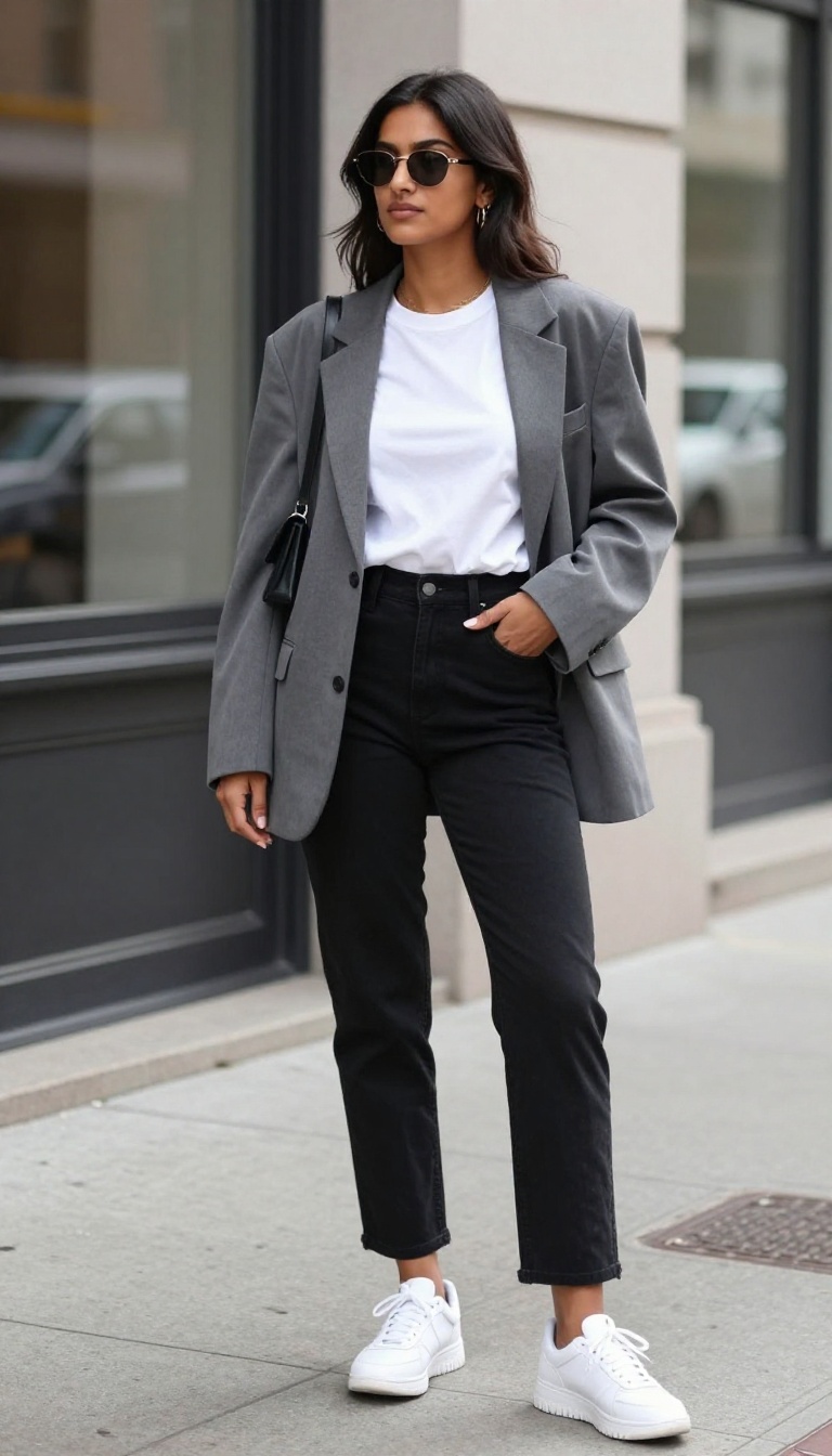 6. Bike Shorts and an Oversized Blazer