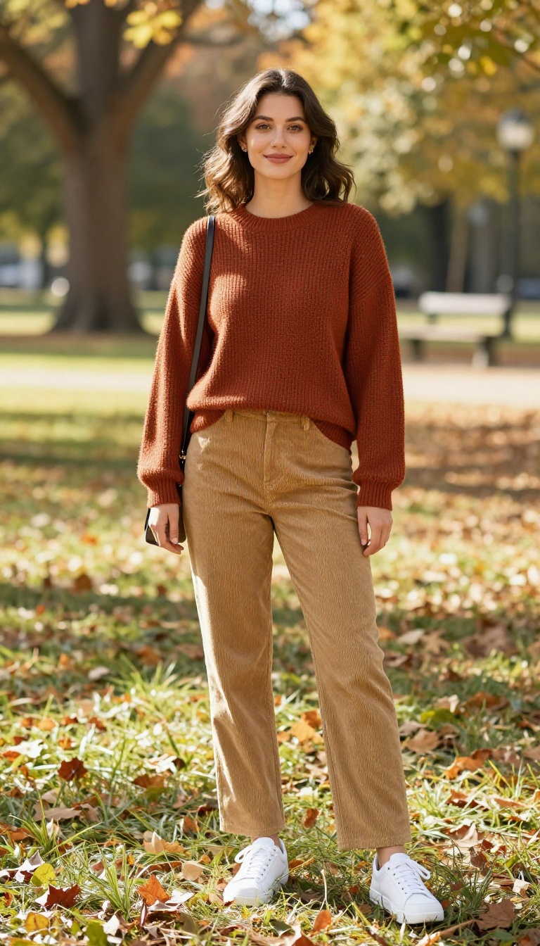 15. Sweater + Corduroy Pants