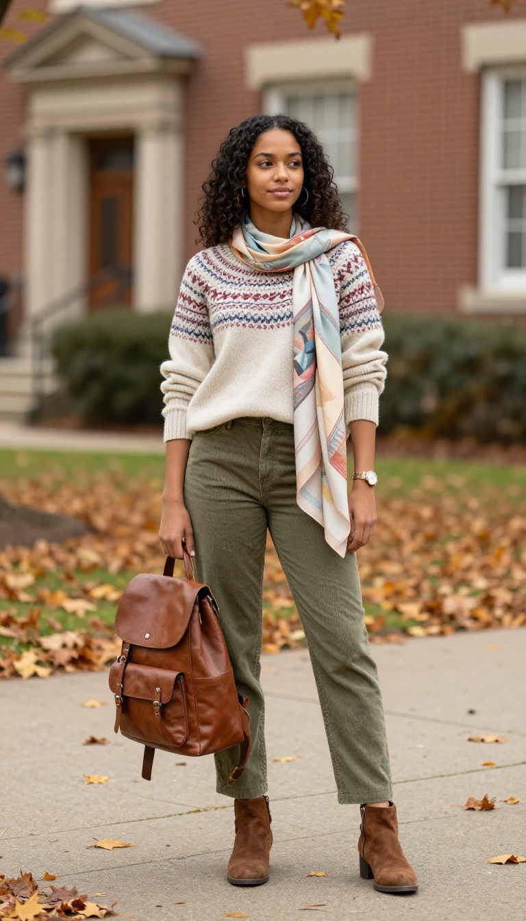 7. Fair Isle Sweater and Corduroy Pants