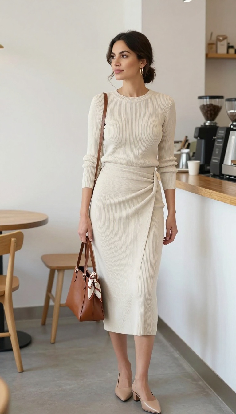 11. Wrap Skirt and Knit Top