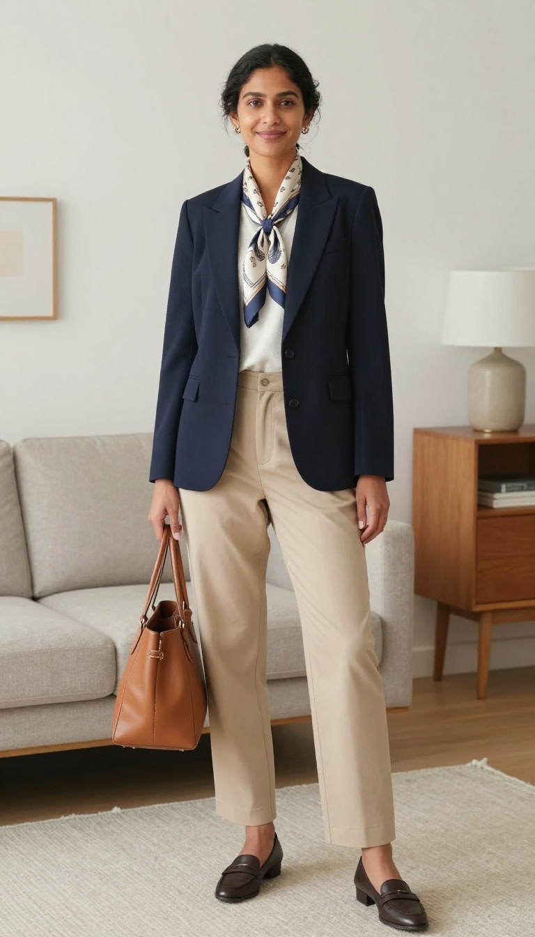13. The Blazer and Silk Scarf