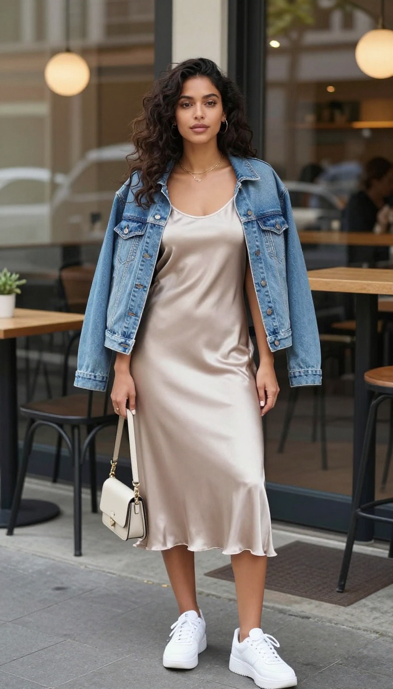 1. Slip Dress Over a White Tee