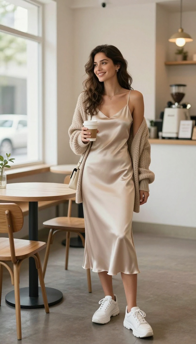 1. The Classic Slip Dress with a Cardigan