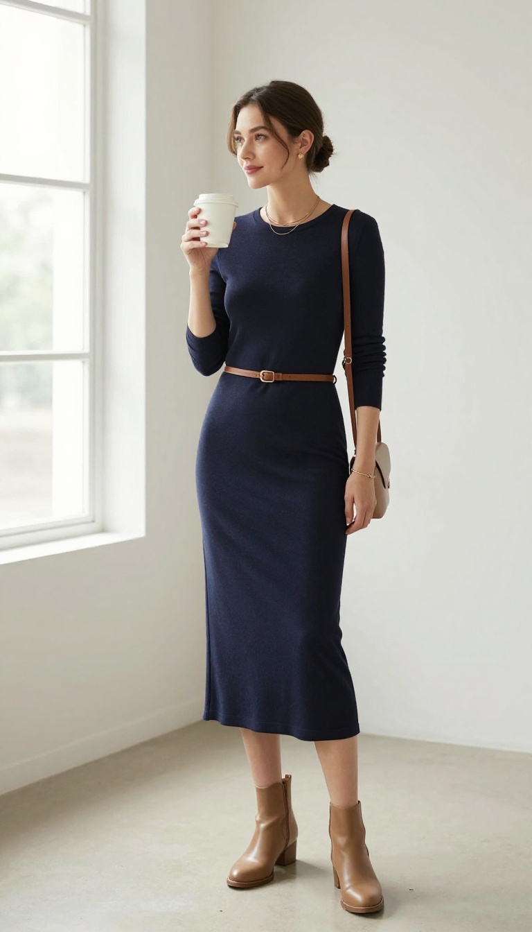 6. The Midi Dress with a Cardigan Layer