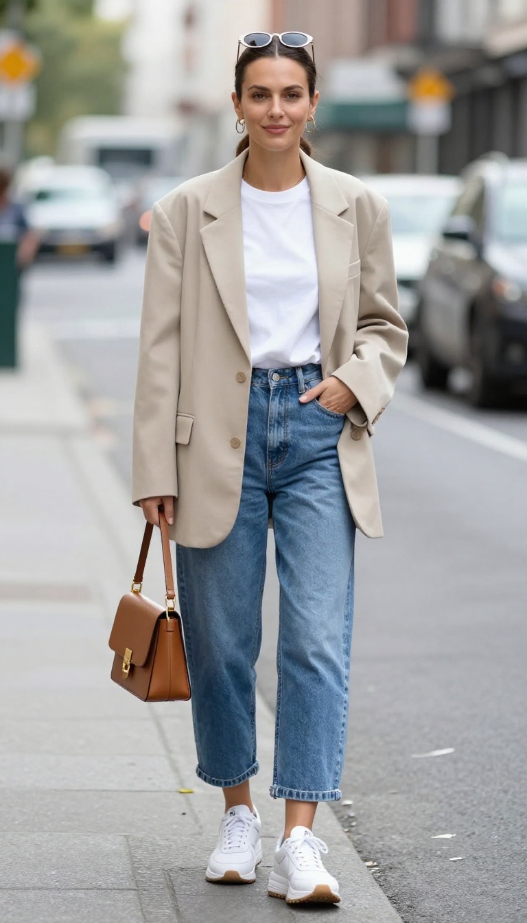 12. Oversized Blazer + Denim Shorts