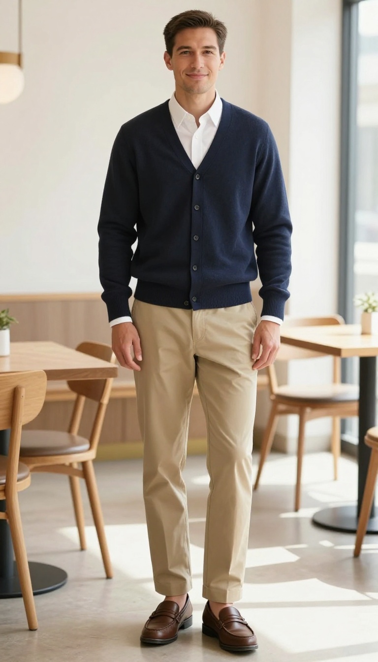 10. The Cardigan and Oxford Shirt