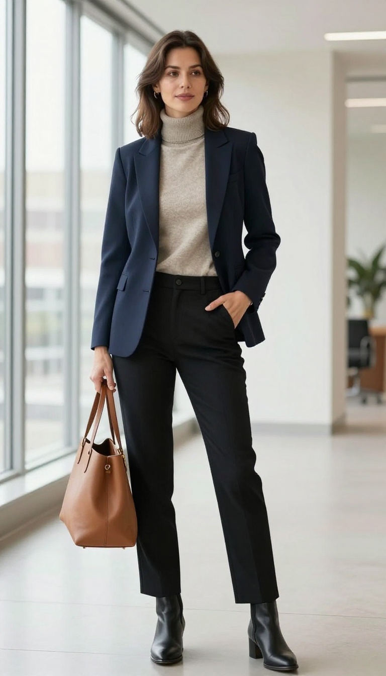 2. The Turtleneck Under a Tailored Blazer