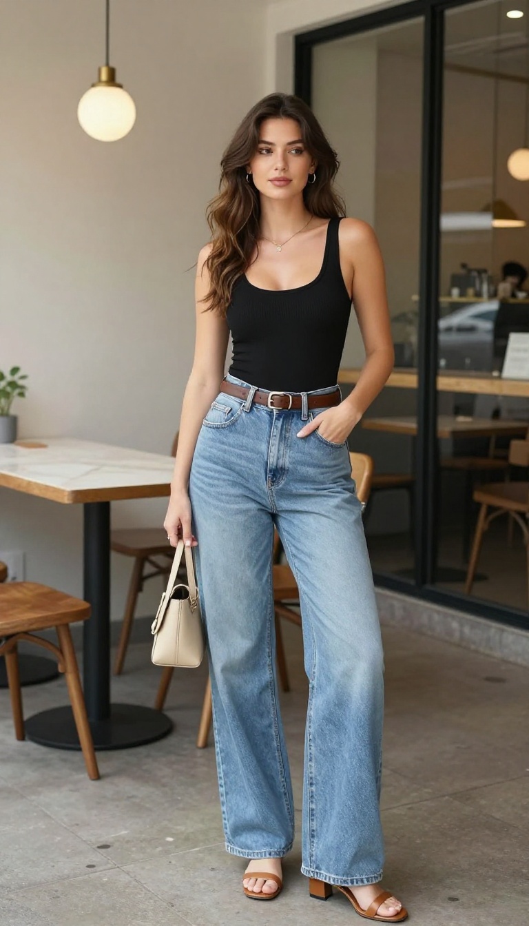 10. High-Waisted Wide-Leg Jeans and a Bodysuit