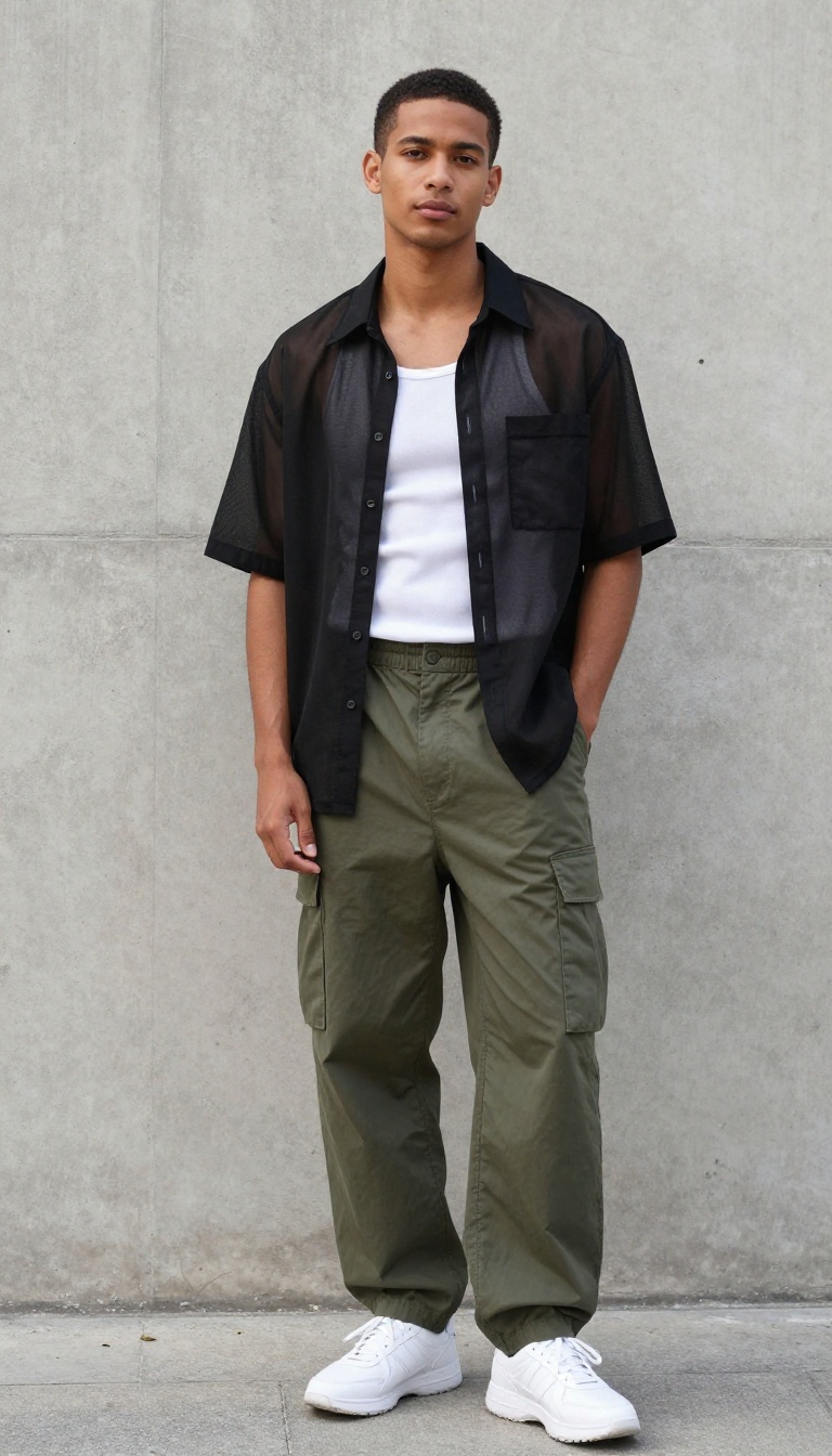 6. Mesh Top and Baggy Cargos