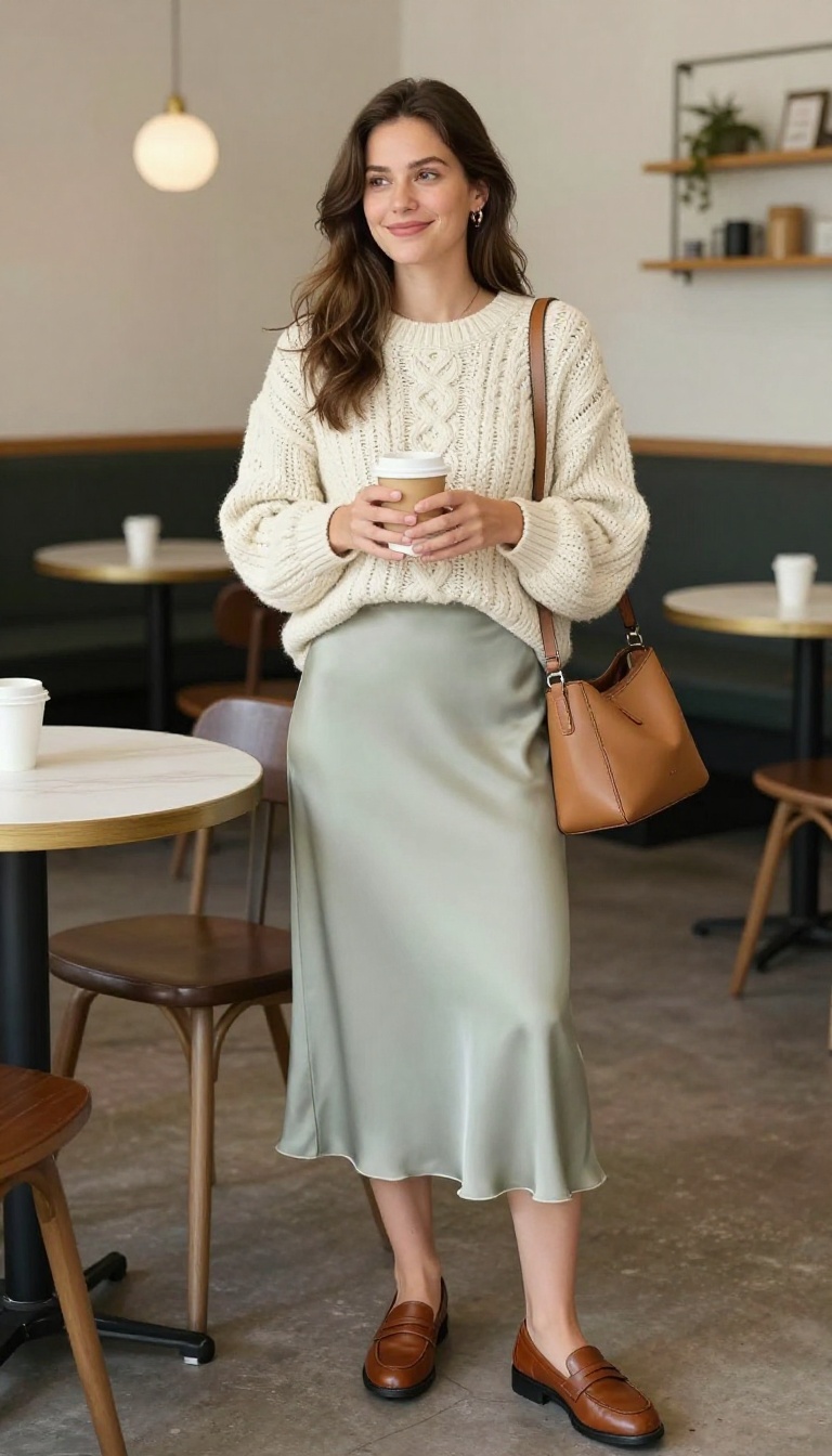6. Slip Skirt and a Chunky Sweater