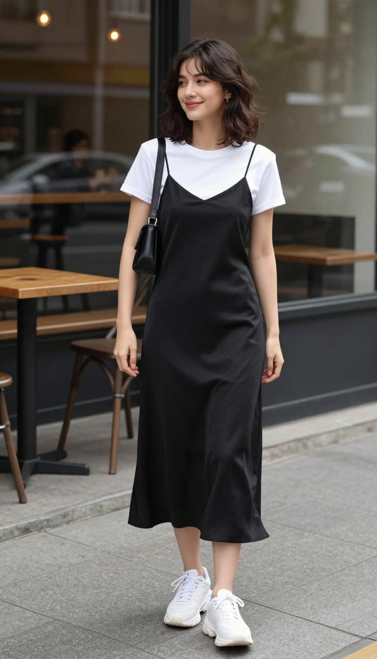 1. Slip Dress Over a Tee
