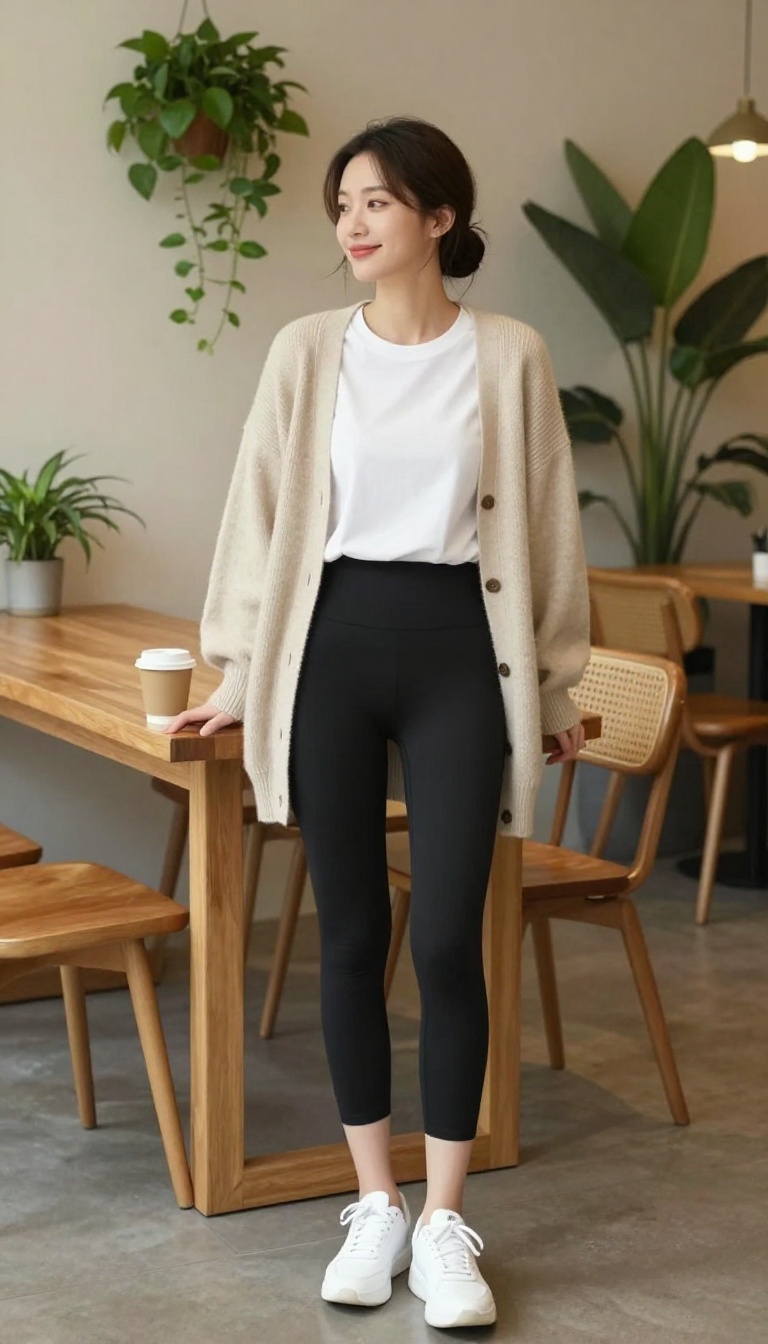 6. Cardigan + Bike Shorts
