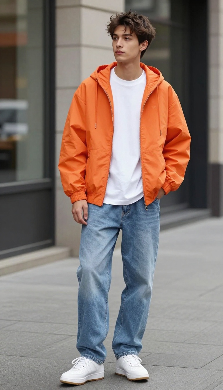 12. Hooded Zip-Up and Baggy Jeans