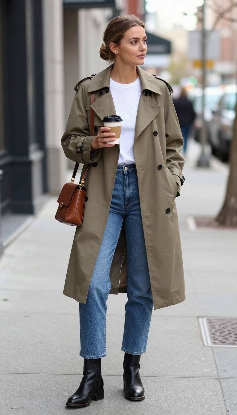3. The Classic Trench Coat Over Denim