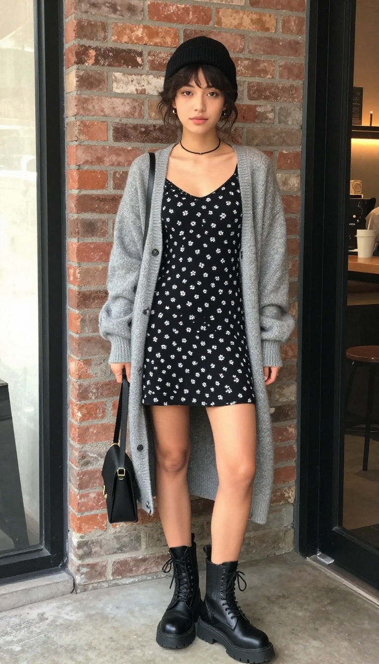 11. Babydoll Dress and Chunky Boots