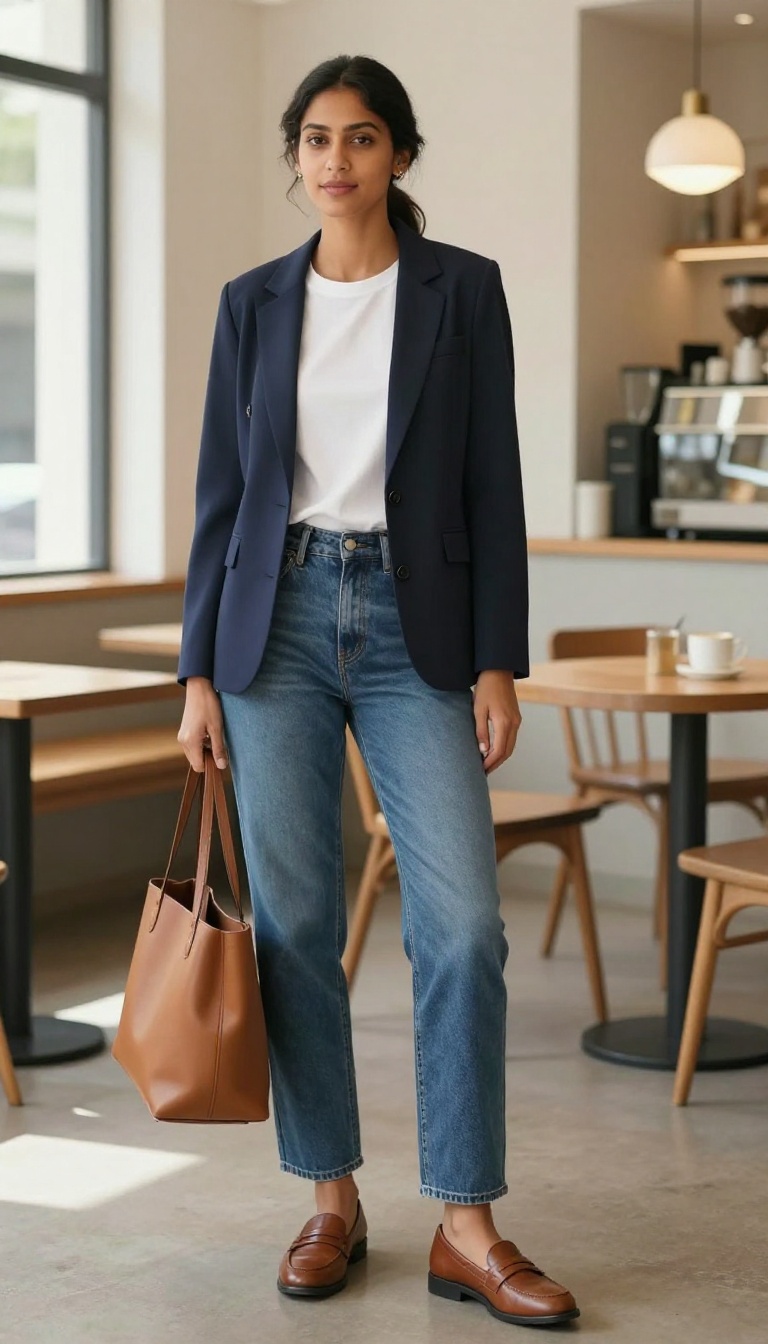 1. The Tailored Blazer and Straight-Leg Jean