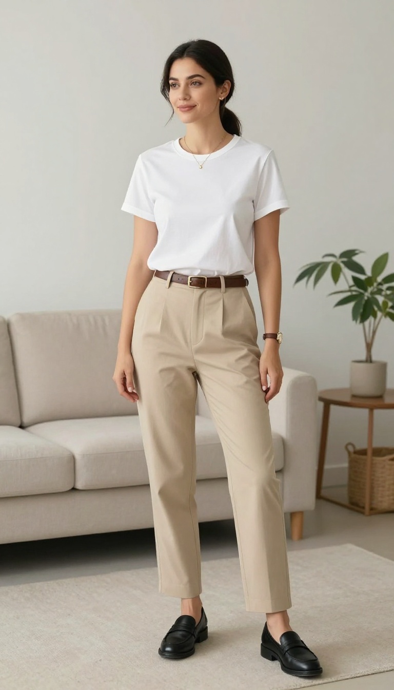 1. The Classic White Tee and Tailored Trousers