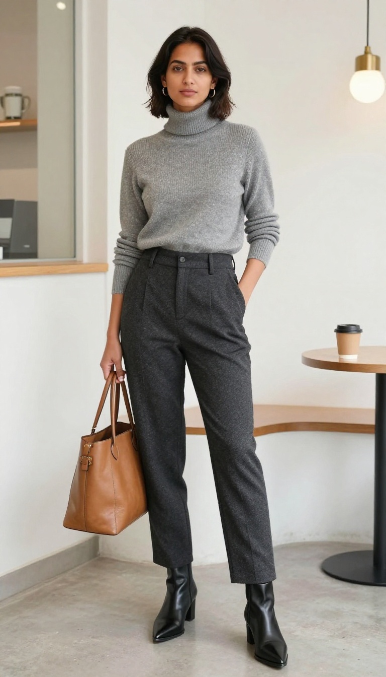 14. The Turtleneck and Wool Trousers