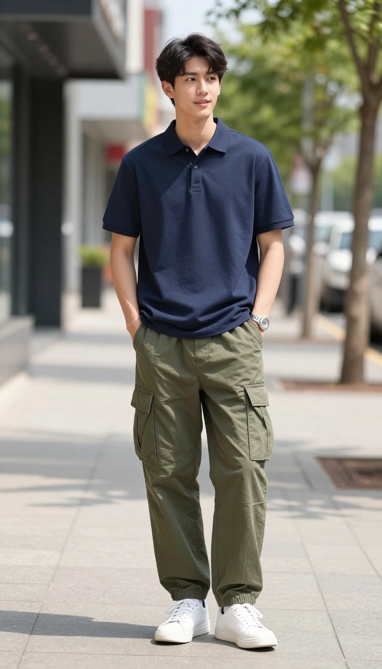 9. Baggy Utility Pants and a Polo Shirt