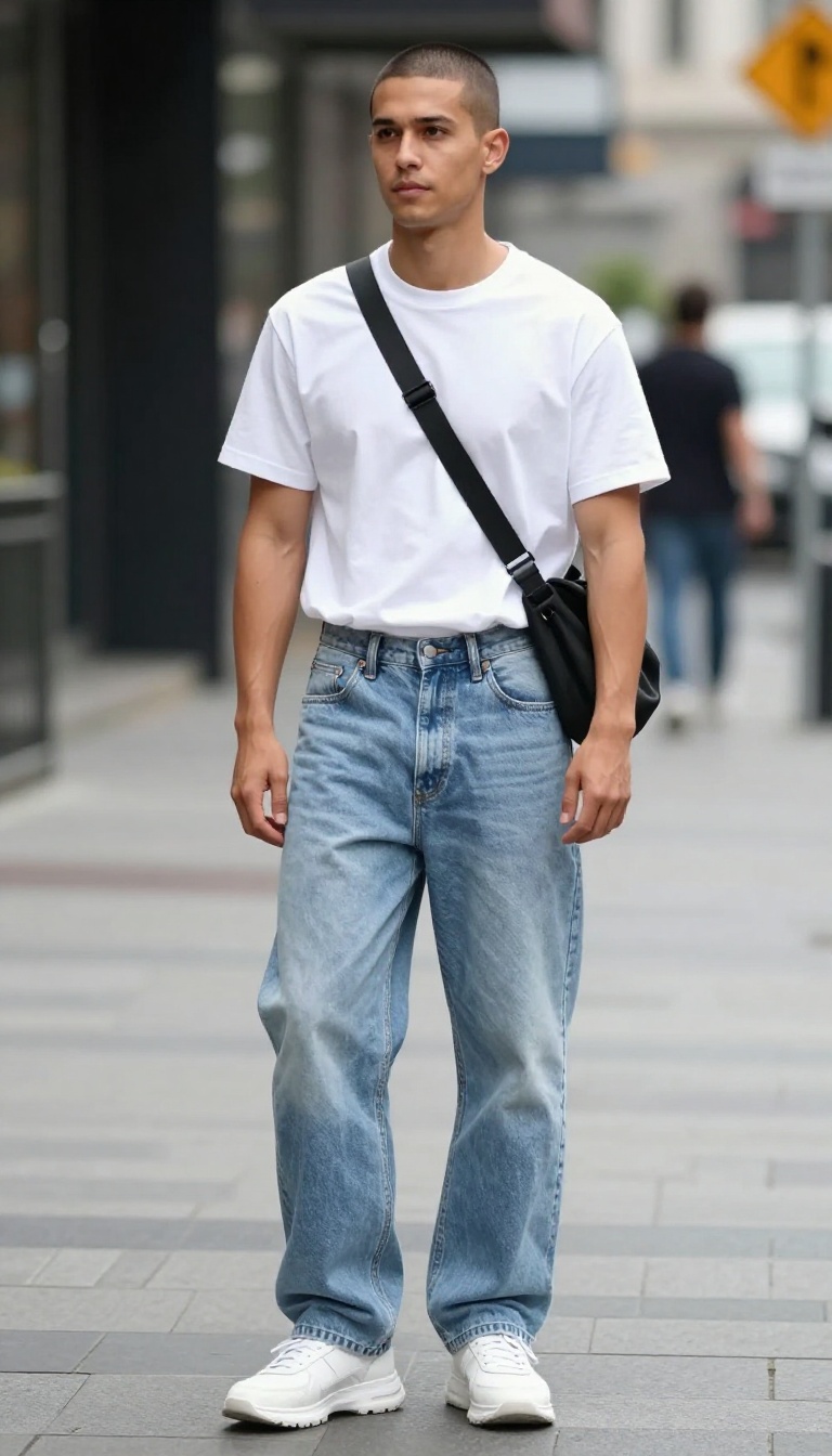 1. Baggy Denim and a Cropped Graphic Tee