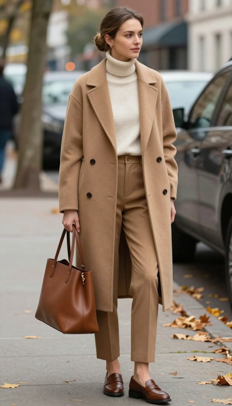 1. The Camel Coat and Cashmere Turtleneck