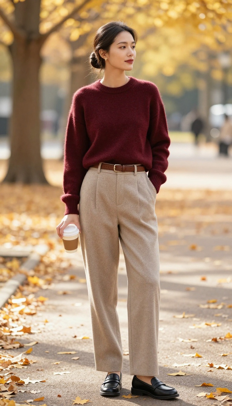 4. Cashmere Sweater with Wool Trousers