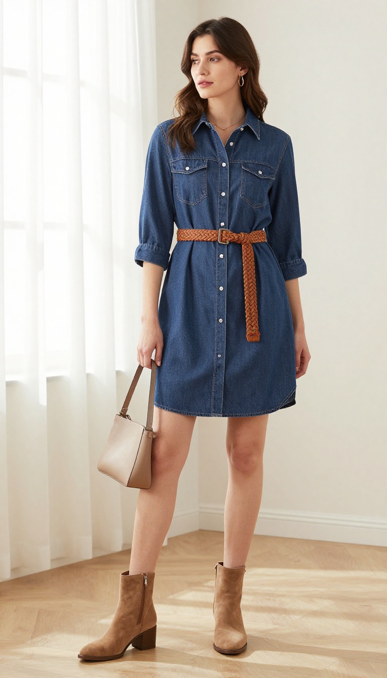 10. The Denim Shirt Dress with a Belt