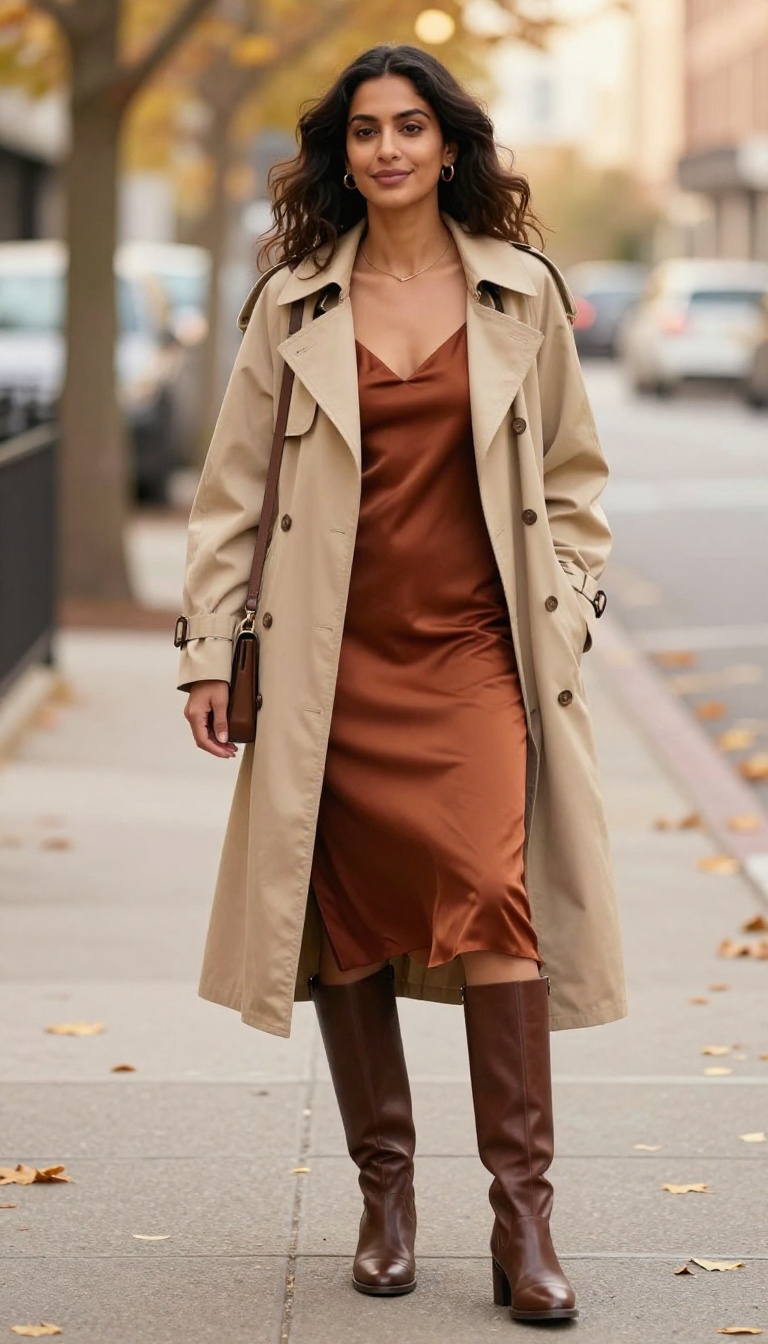 3. The Trench Coat Over a Slip Dress