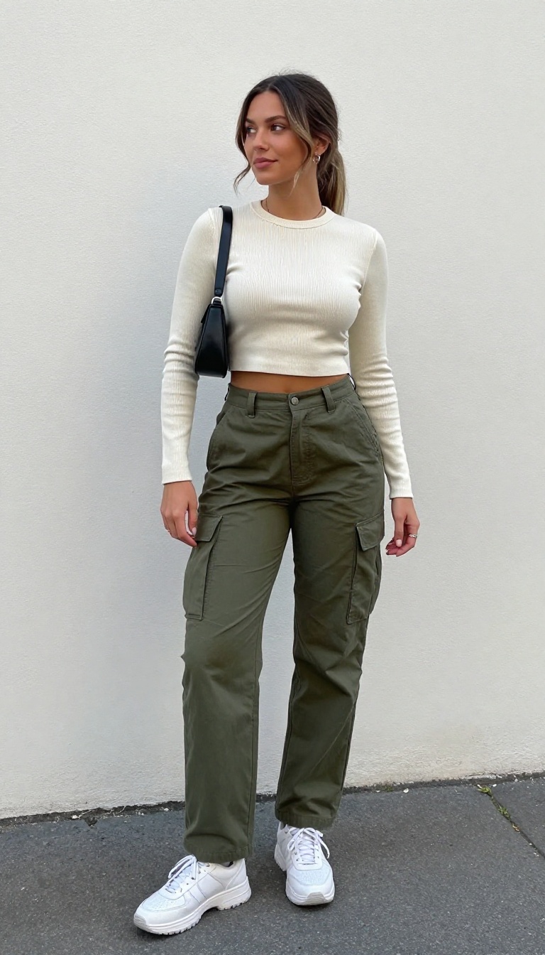 13. Cargo Pants + Crop Sweater