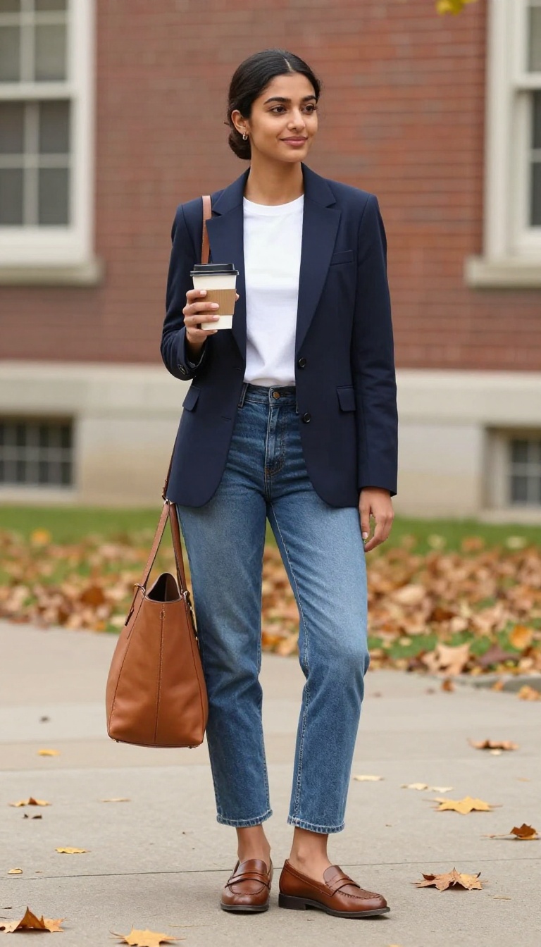 1. Classic Blazer and Jeans