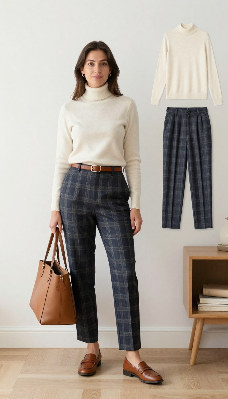 14. The Turtleneck and Plaid Trousers