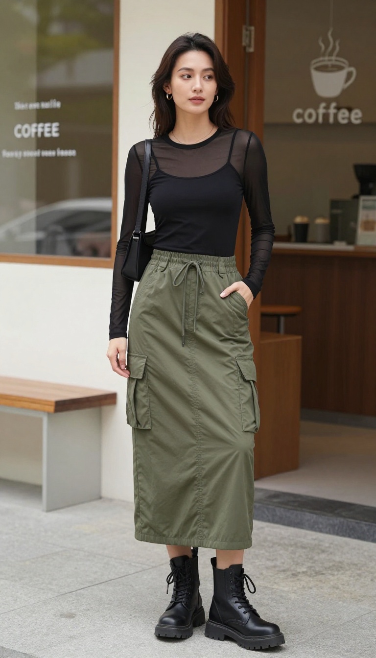 9. Mesh Top and Cargo Skirt