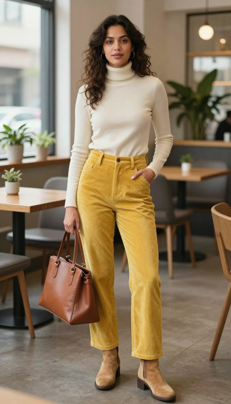 10. Corduroy Pants + Turtleneck