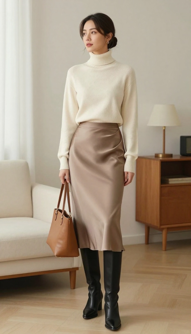 11. The Turtleneck and Midi Skirt Combo