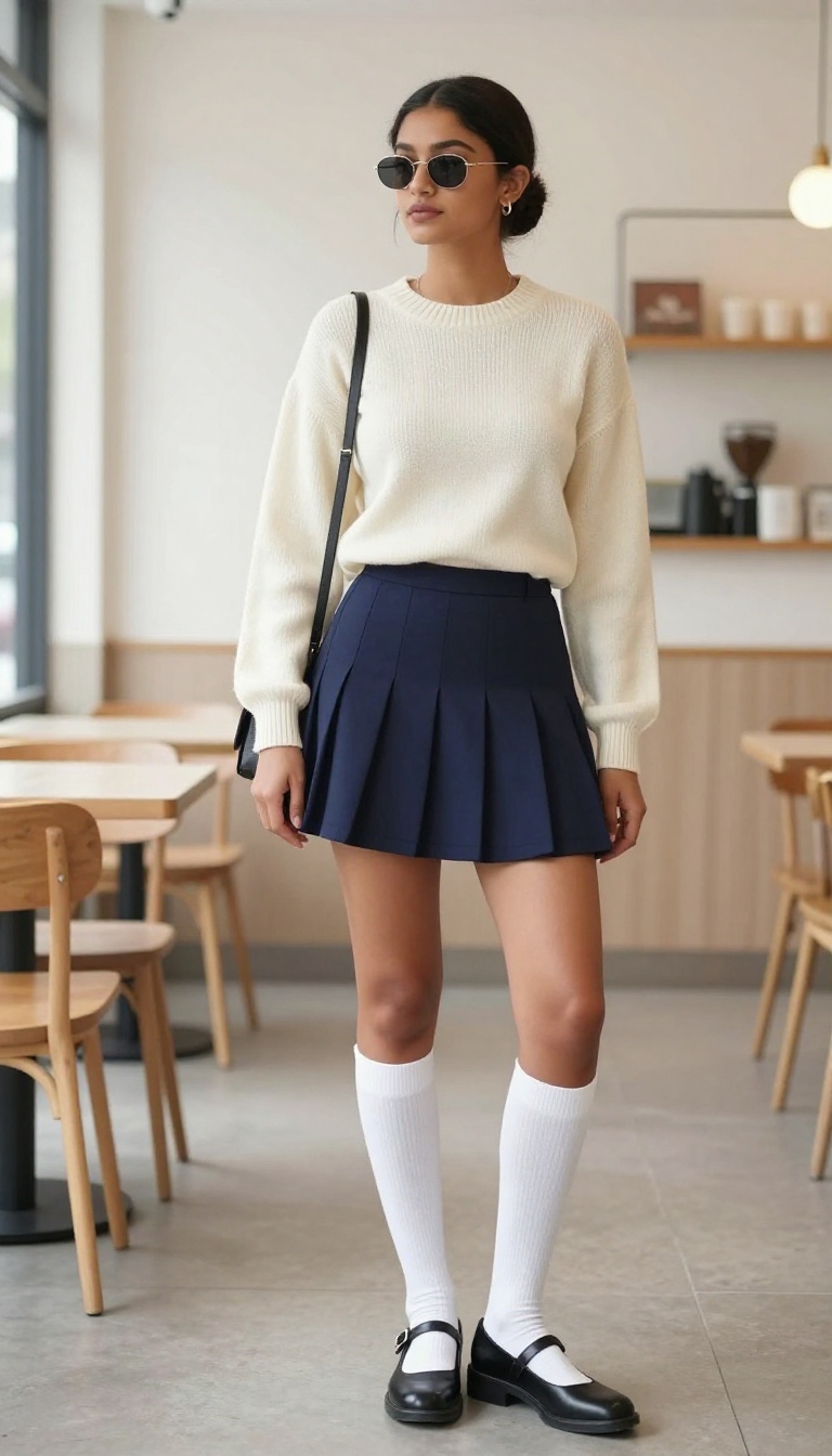 6. Pleated Skirt and a Fitted Sweater