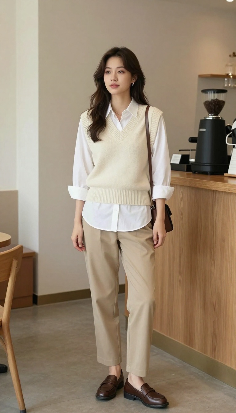 9. Sweater Vest + White Button-Up