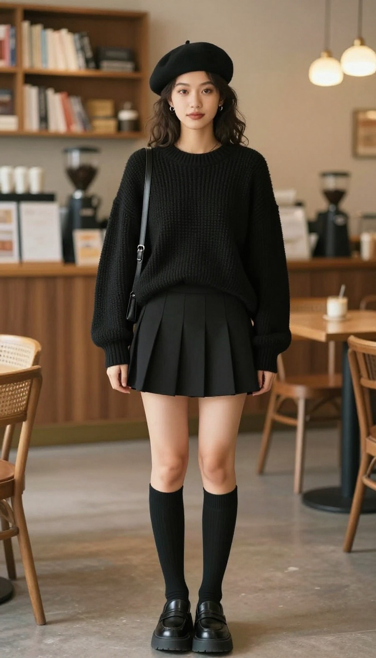 11. Oversized Sweater With a Pleated Skirt