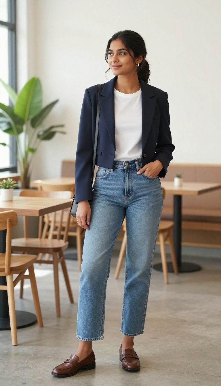 1. The Classic Blazer and Jeans Combo