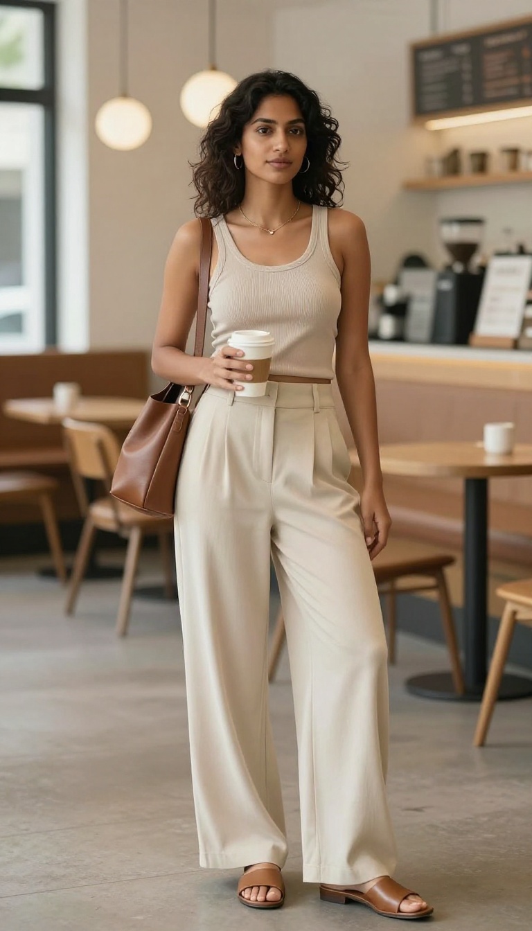8. Ribbed Tank With Wide-Leg Trousers