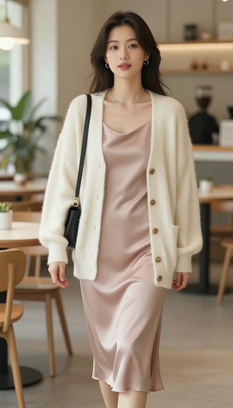 11. Cardigan and Slip Dress