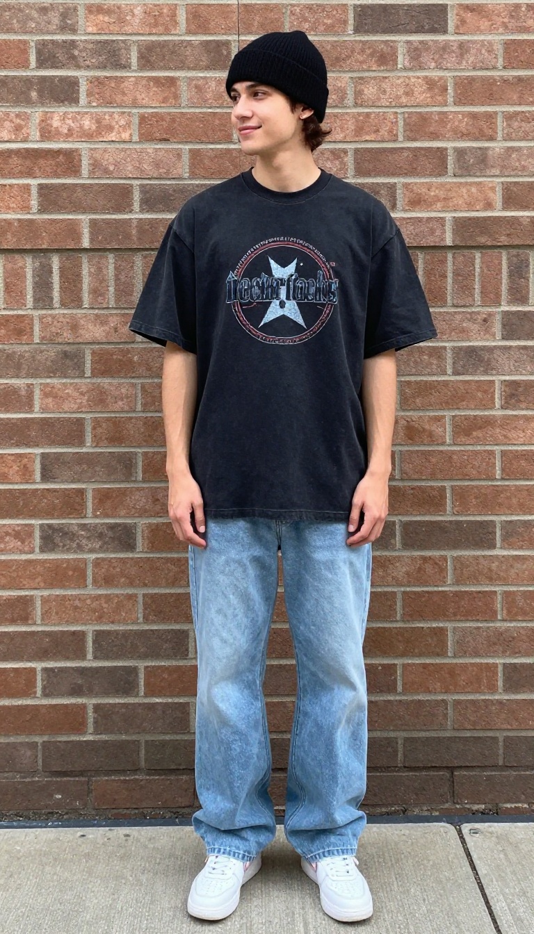 1. Oversized Graphic Tee and Baggy Jeans